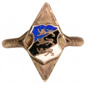 Estonian SS volunteer patriotic ring with an Estonian shield
