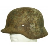 Single-decal M40 Wehrmacht winter camo helmet shell