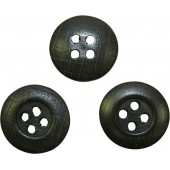 Wooden button for tunics and trousers, black. 14 mm