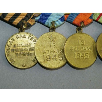 WW2 combat medals bar: Stalingrad medal, Vienna, Budapest and others. Espenlaub militaria