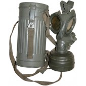 Early M 37 gasmask with canister, Lufschutzpolizei reissued
