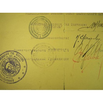 Set of the papers, id, certificates from 1918 till 1945 issued to the Peotr Symeonovich Bronevitsky. Officer of Red Fleet.. Espenlaub militaria