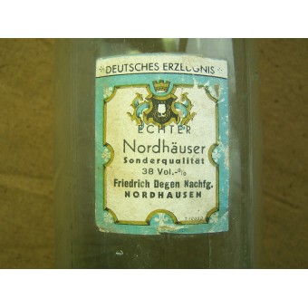 WW2 German schnaps (vodka) Echter Nordhauser bottle with original paper label. Espenlaub militaria