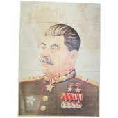 Retrato de Stalin con cupones de comida válidos para la zona Langreo-Asturas, España.