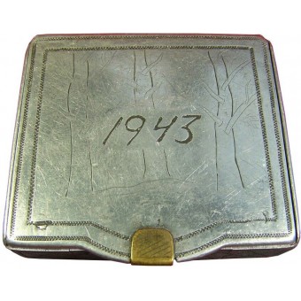 WW2 Trench Art. Cigarette Case made by the soldier. Dated 1943.. Espenlaub militaria