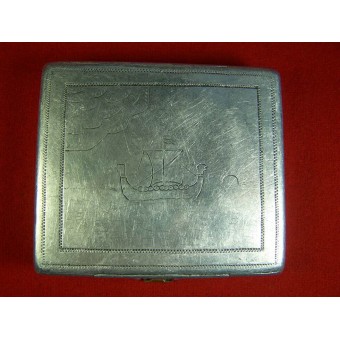 WW2 Trench Art. Cigarette Case made by the soldier. Dated 1943.. Espenlaub militaria