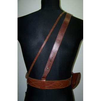 Set of commander’s leather equipment: belt, straps, holster, mapcase. Rare!. Espenlaub militaria