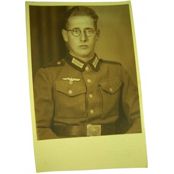Original WW2 period made studio portrait German soldier in Austrian tunic.. Espenlaub militaria