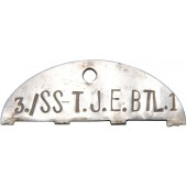 Aluminum SS Totenkopf ID tag. 3 /SS T.J.E Btl 1
