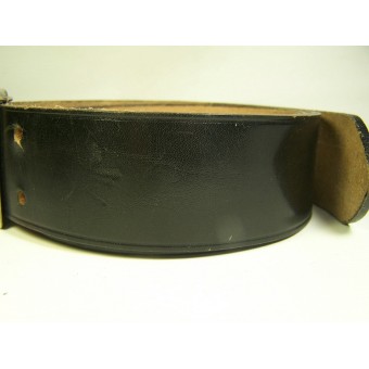 Black leather officers belt, RZM marked. Espenlaub militaria