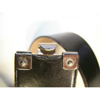 Black leather officers belt, RZM marked. Espenlaub militaria