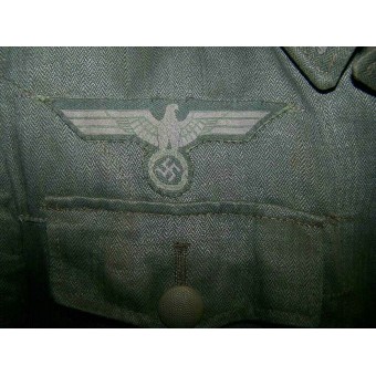 M41 Wehrmacht Heeres, Drillich jacket for Schutze in Panzerabwehr/Panzerjager Regiment. Espenlaub militaria