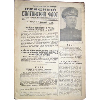 WW 2 Red Baltic Fleet newspaper, 16 February/1943. Espenlaub militaria