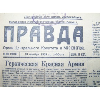 10 days before Finnish winter war Pravda Soviet newspaper from 18 November 1939 year. Espenlaub militaria