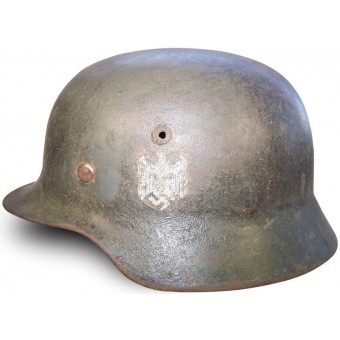 Double decal Wehrmacht Heeres M 35 steel helmet SE 66, camo!. Espenlaub militaria