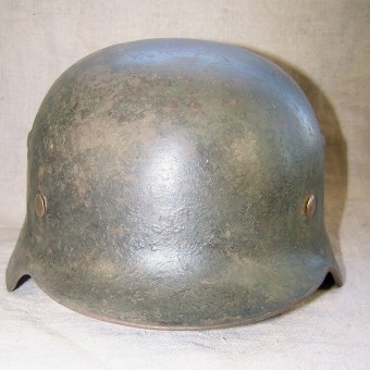 Double decal Wehrmacht Heeres M 35 steel helmet SE 66, camo!. Espenlaub militaria