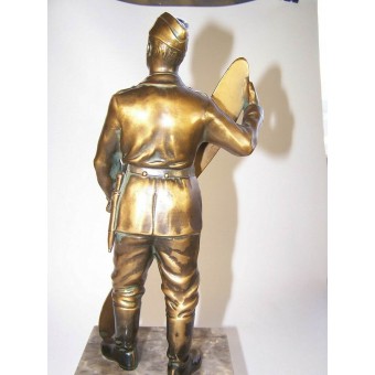 3rd Reich era bronze sculpture of a German soldier holding propeller. Espenlaub militaria