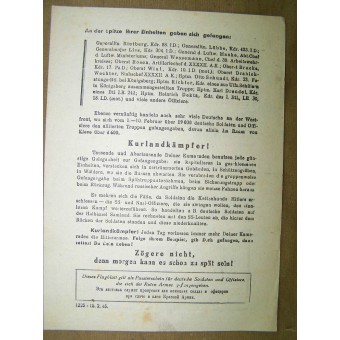 Deine Kameraden retten ihr Leben. Soviet Leaflet for German troops. Kurland Pocket!. Espenlaub militaria