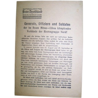 Soviet Leaflet for German troops National Komitee freies Deutschland. 1944 Mittau, Latvia. Espenlaub militaria