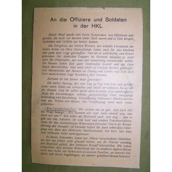 Soviet Leaflet for German troops Offiziere u Soldaten in der HKL- Kurlandkessel. Espenlaub militaria