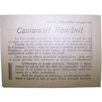 Soviet Leaflet for Romanian soldiers. Camarazi Romani. Kurland Pocket!. Espenlaub militaria
