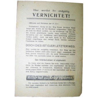 Soviet Leaflet for Wehrmacht soldiers from 31 Inf Div. Espenlaub militaria