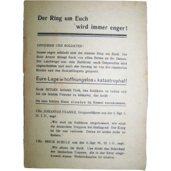 Soviet Leaflet for German troops. 1945 April, Kurlandkessel. Espenlaub militaria