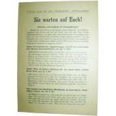 Soviet Leaflet for German troops. Kurland Pocket Sie warten auf Euch