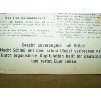 Soviet Leaflet - Warum treten Deutsche Generale gegen Hitler auf?. Espenlaub militaria