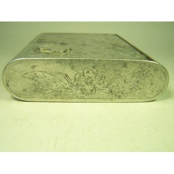 WW2 Russian hand made aluminum cigarette case, 1943-48 dated! Trench art!!!. Espenlaub militaria