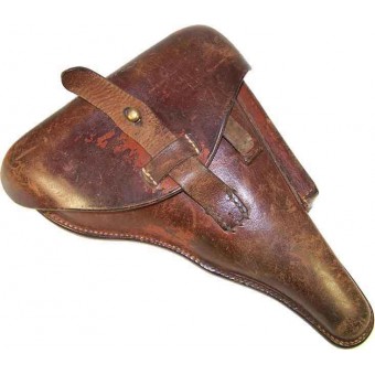 Police P08 brown leather holster, dated 1929. Espenlaub militaria