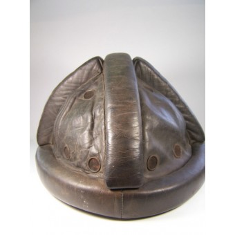 Leather Kradmelder schutzhelm (helmet) of NSKK reissued for the Luftwaffe Flak. Espenlaub militaria