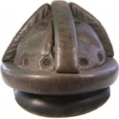 Leather Kradmelder schutzhelm (helmet) of NSKK reissued for the Luftwaffe Flak