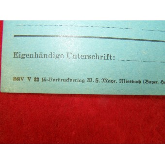 SS Membership card. Mint unfilled.. Espenlaub militaria